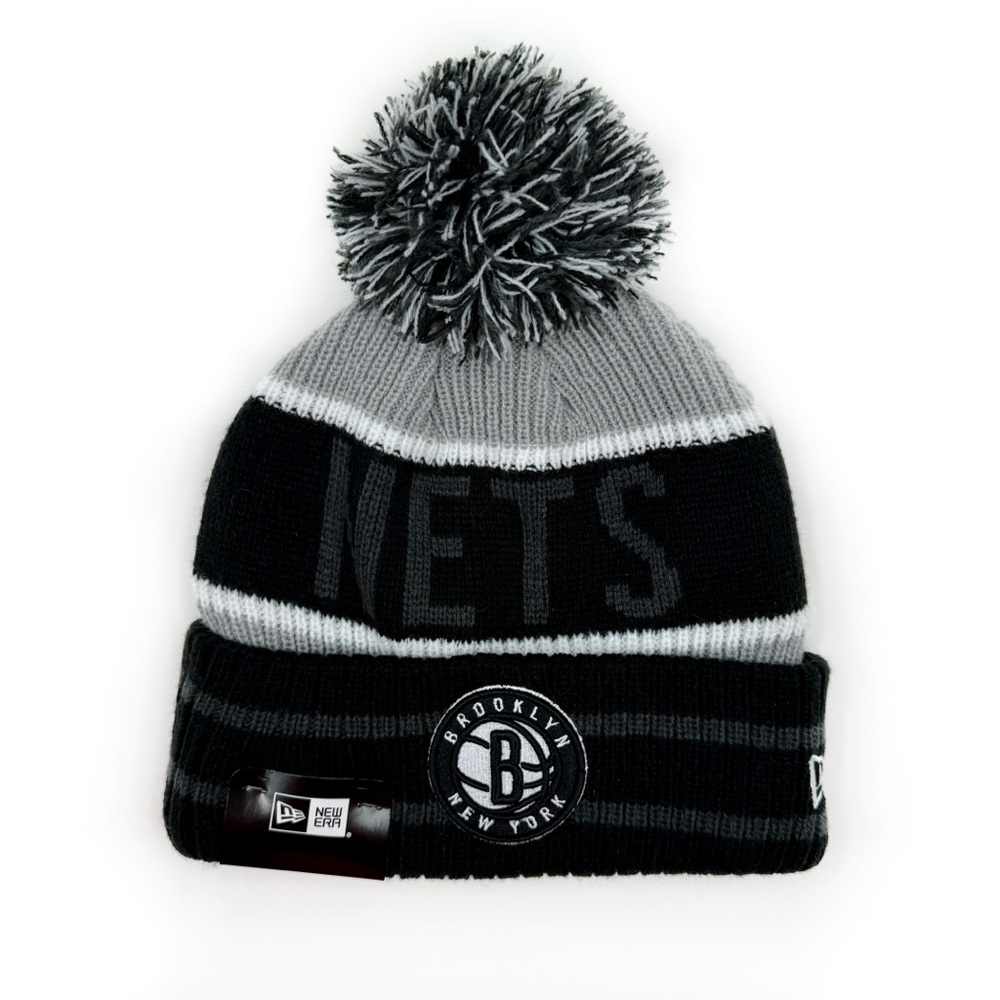 New Era Brooklyn Nets Beanie Mens Womens Knit Winter Hat Black NBA Fan Gear Gift